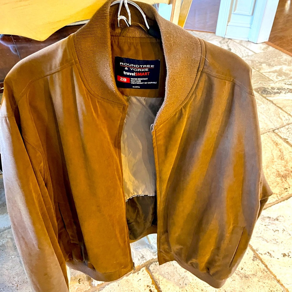 Mens big & tall brown jacket front zipper 2xbig